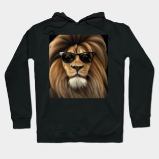 Cool Sunglasses Wearing Lion with Mane Hoodie